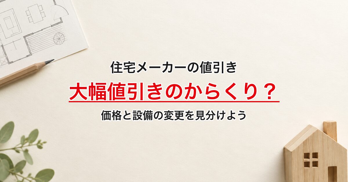 住宅メーカーの値引き。大幅値引きのからくり？。価格と設備の変更を見分けよう